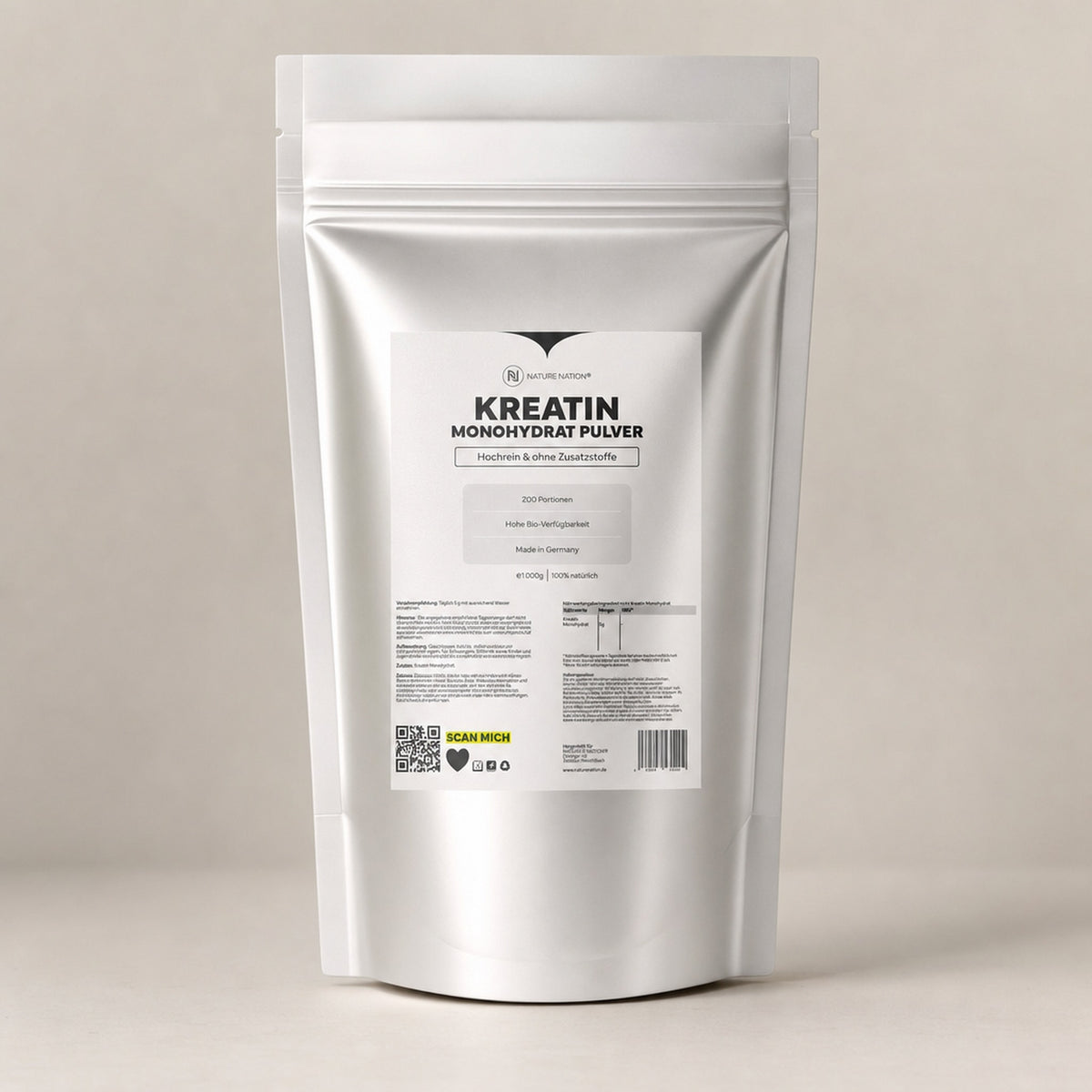 Kreatin Monohydrat Vollspektrum, Studioaufnahme